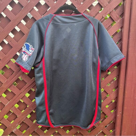 MLB True Fan Series Boston Red Sox Navy Red Button Down Jersey - Picture 7 of 7